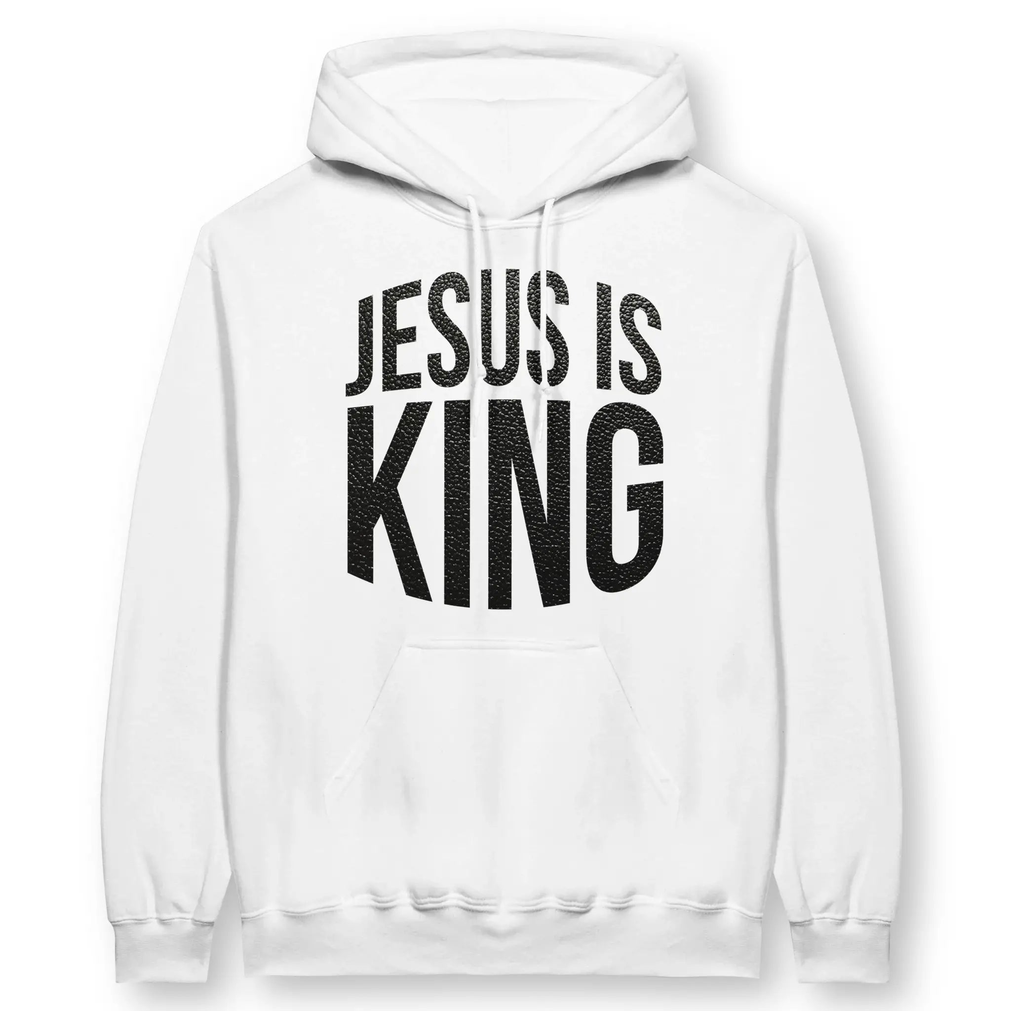 JESUS IS KING (Leather Look) – Unisex Christian Hoodie designed by 3rd Day Christian Clothing.