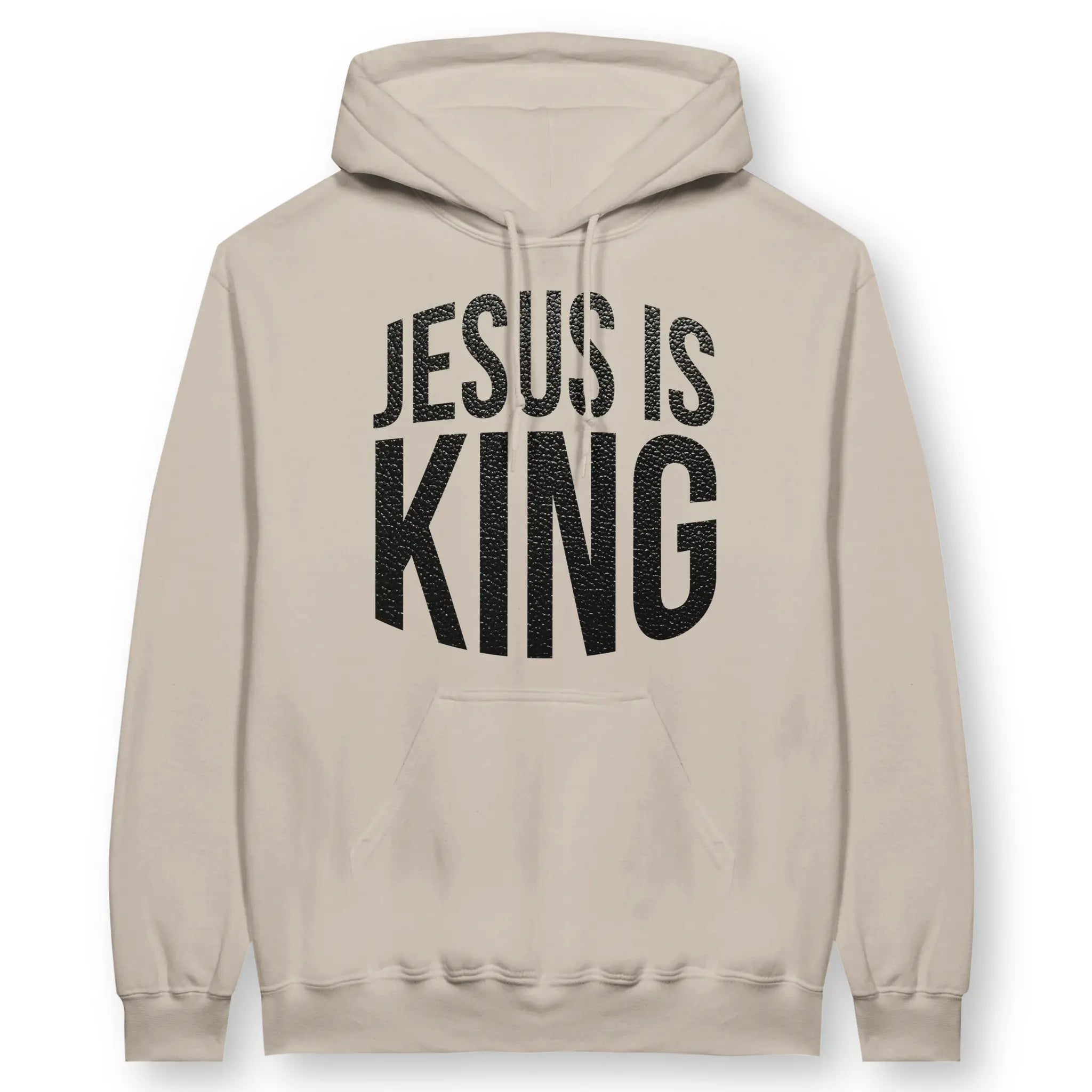 JESUS IS KING (Leather Look) – Unisex Christian Hoodie designed by 3rd Day Christian Clothing.