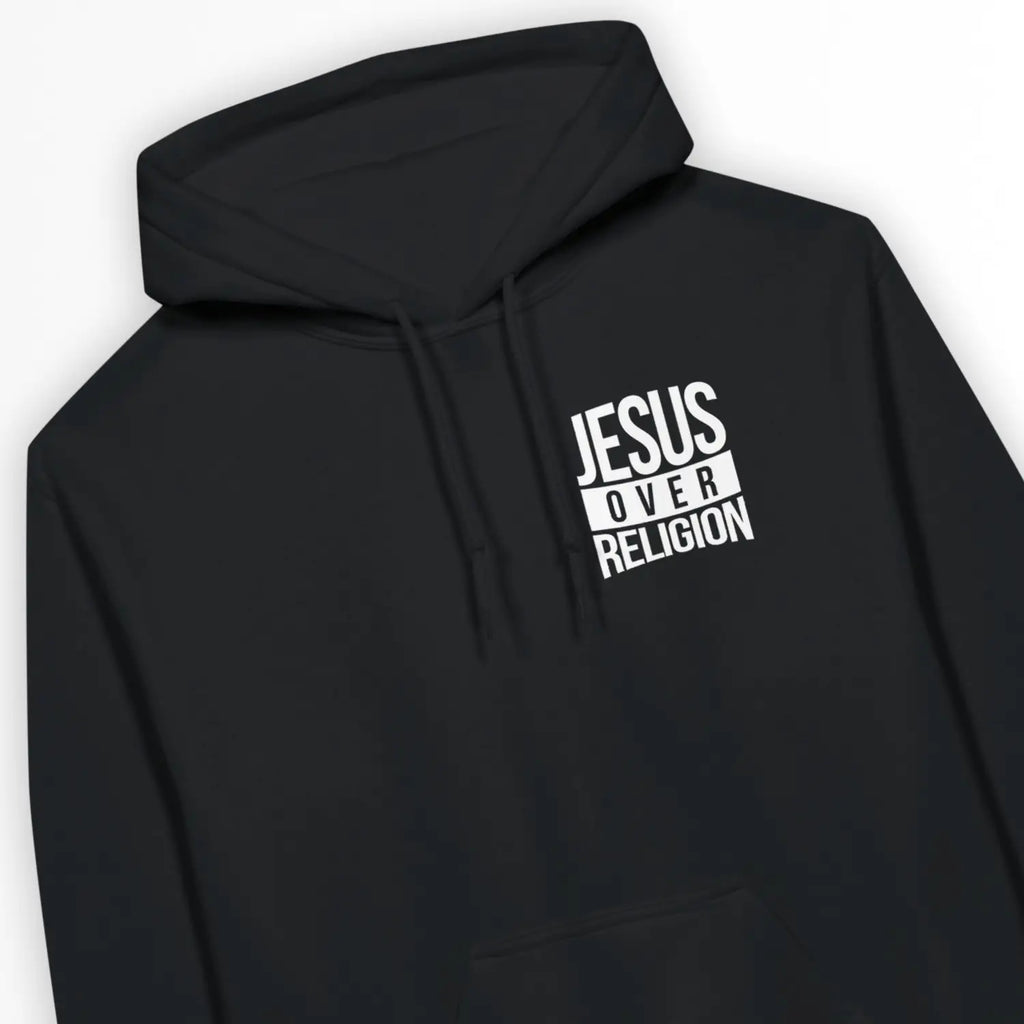 Jesus Over Religion – Unisex Christian Hoodie designed by 3rd Day Christian Clothing.