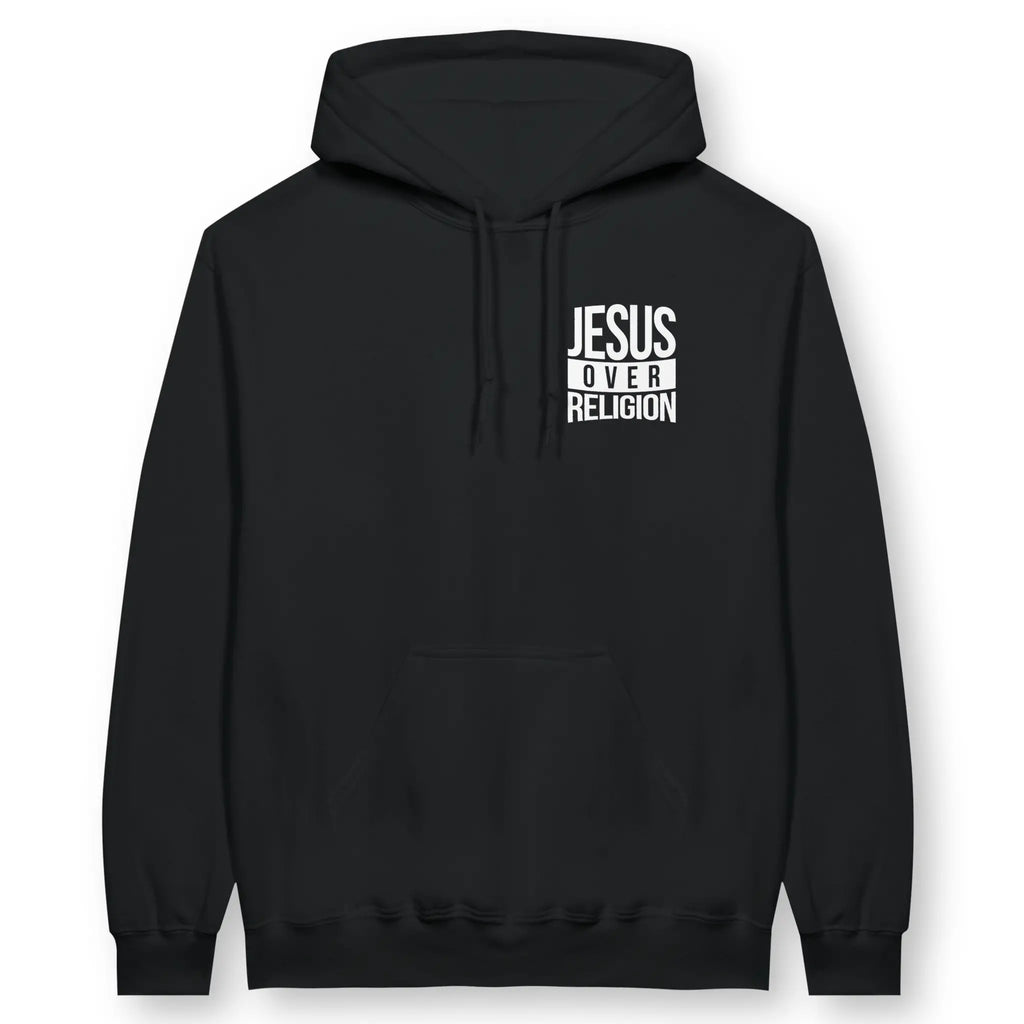 Jesus Over Religion – Unisex Christian Hoodie designed by 3rd Day Christian Clothing.
