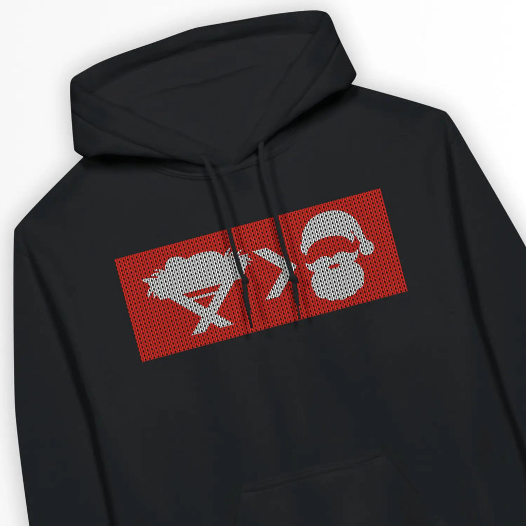 Jesus Over Santa – Unisex Christian Hoodie designed by 3rd Day Christian Clothing.