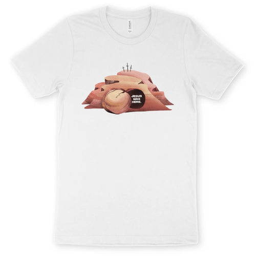 Jesus Was Here – Unisex Christian T-Shirt designed by 3rd Day Christian Clothing.
