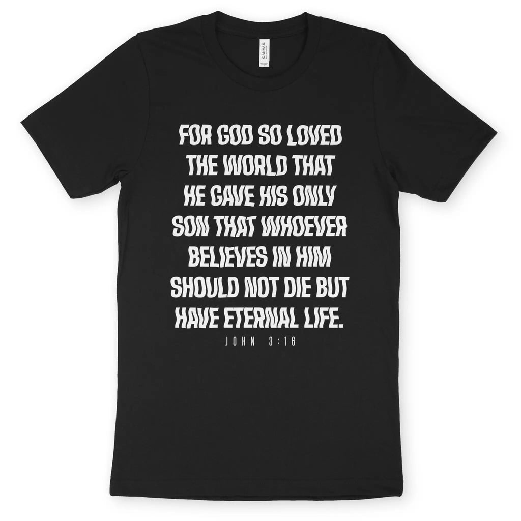 John 3:16 (Wavy) 2.0 – Unisex Christian T-Shirt designed by 3rd Day Christian Clothing.