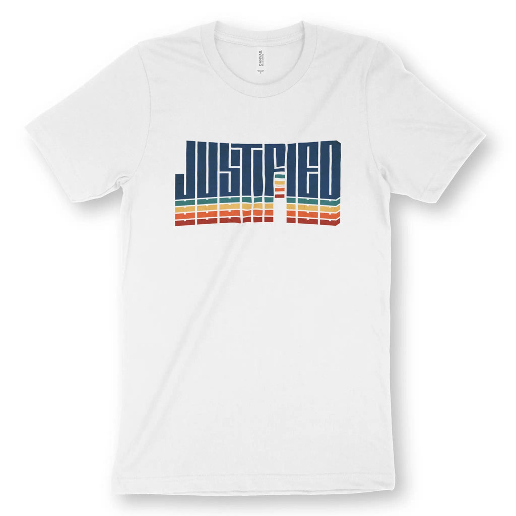Justified (Colour Echo) – Unisex Christian T-Shirt designed by 3rd Day Christian Clothing.