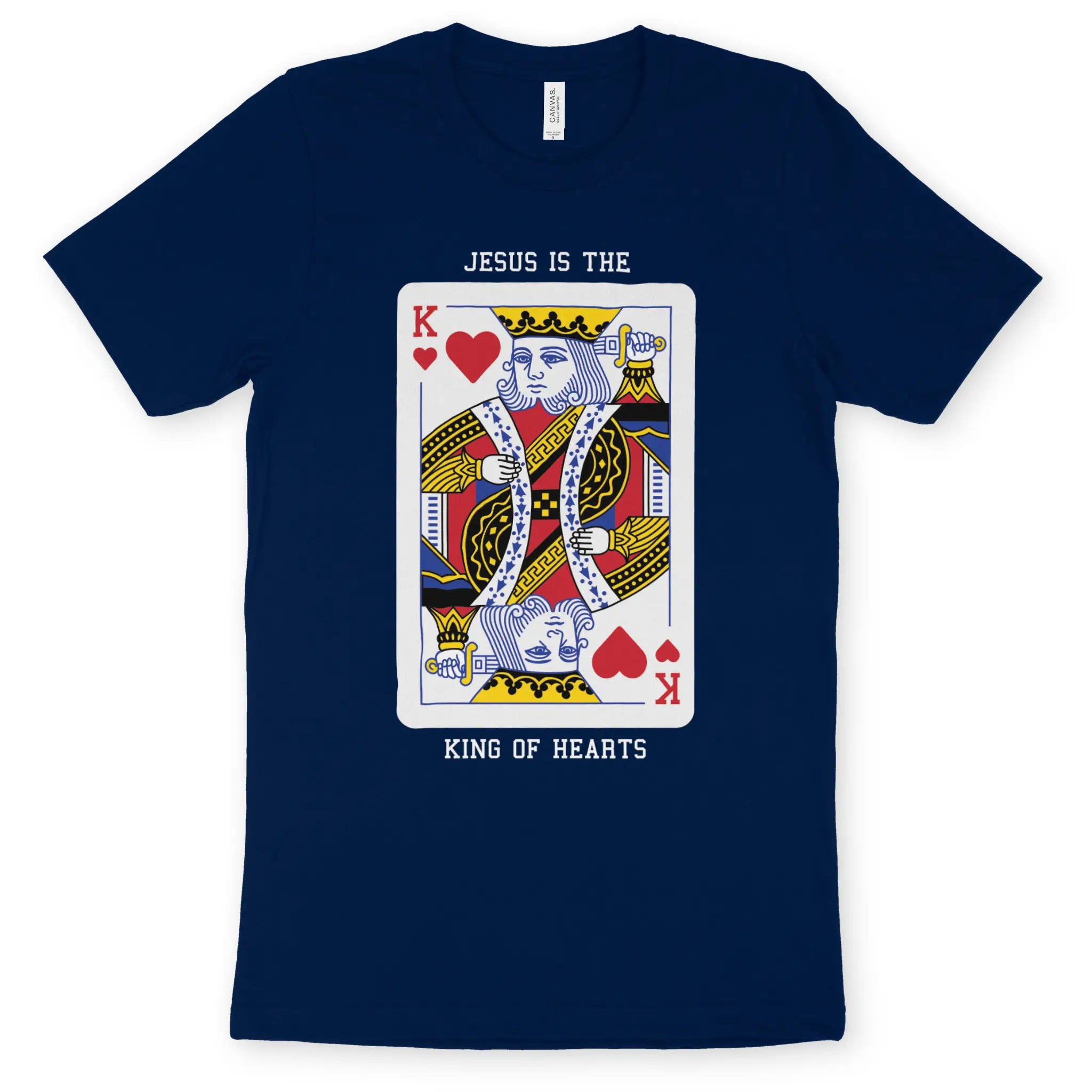 King of Hearts (Navy) – Unisex Christian T-Shirt designed by 3rd Day Christian Clothing.