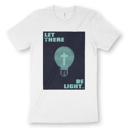 Let There Be Light (Cross Bulb) 2.0 | Premium Unisex Christian T-Shirt, laid flat, designed by 3rd Day Christian Clothing UK