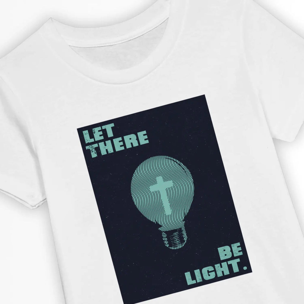 Let There Be Light (Cross Bulb) – Kids' Christian T-Shirt designed by 3rd Day Christian Clothing.