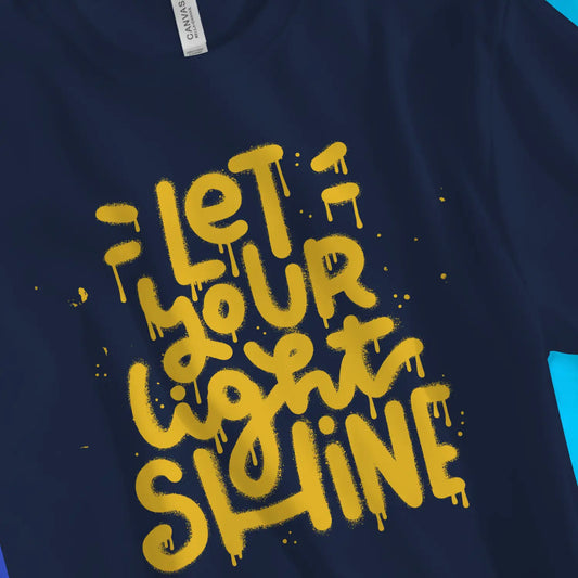 An image of Let Your Light Shine 2.0 | Premium Unisex Christian T-shirt available at 3rd Day Christian Clothing UK