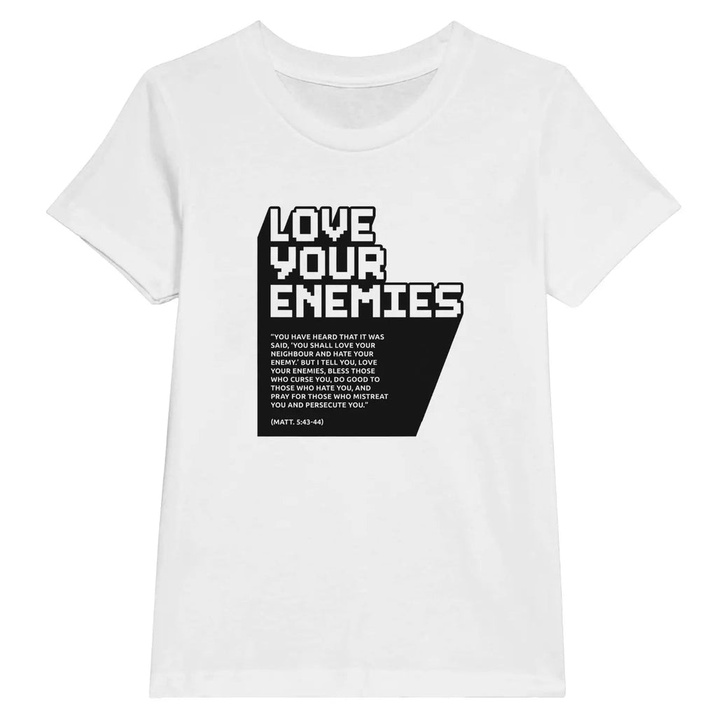 Love Your Enemies (Matt. 5:43-44) – Kids' Christian T-Shirt designed by 3rd Day Christian Clothing.
