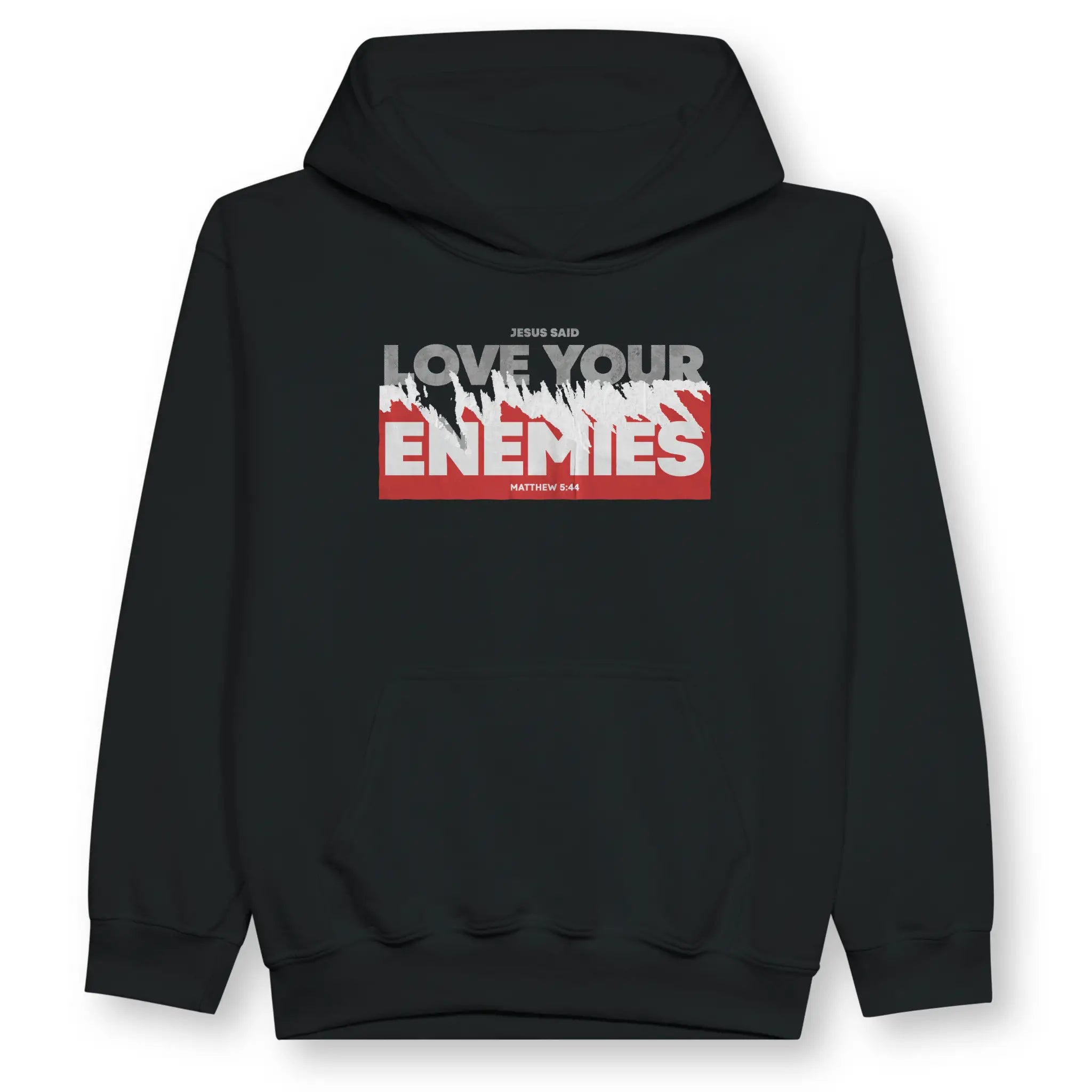 Love Your Enemies (Matthew 5:44) – Kids' Christian Hoodie designed by 3rd Day Christian Clothing.