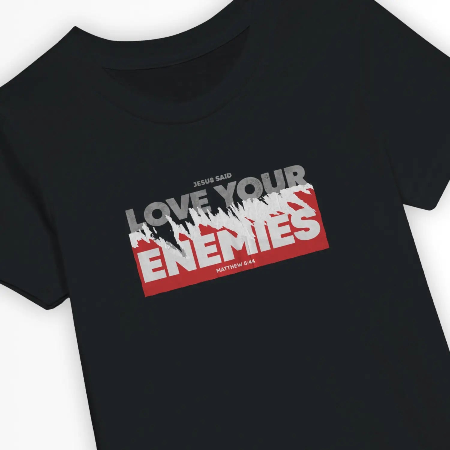 Love Your Enemies (Matthew 5:44) – Kids' Christian T-Shirt designed by 3rd Day Christian Clothing.
