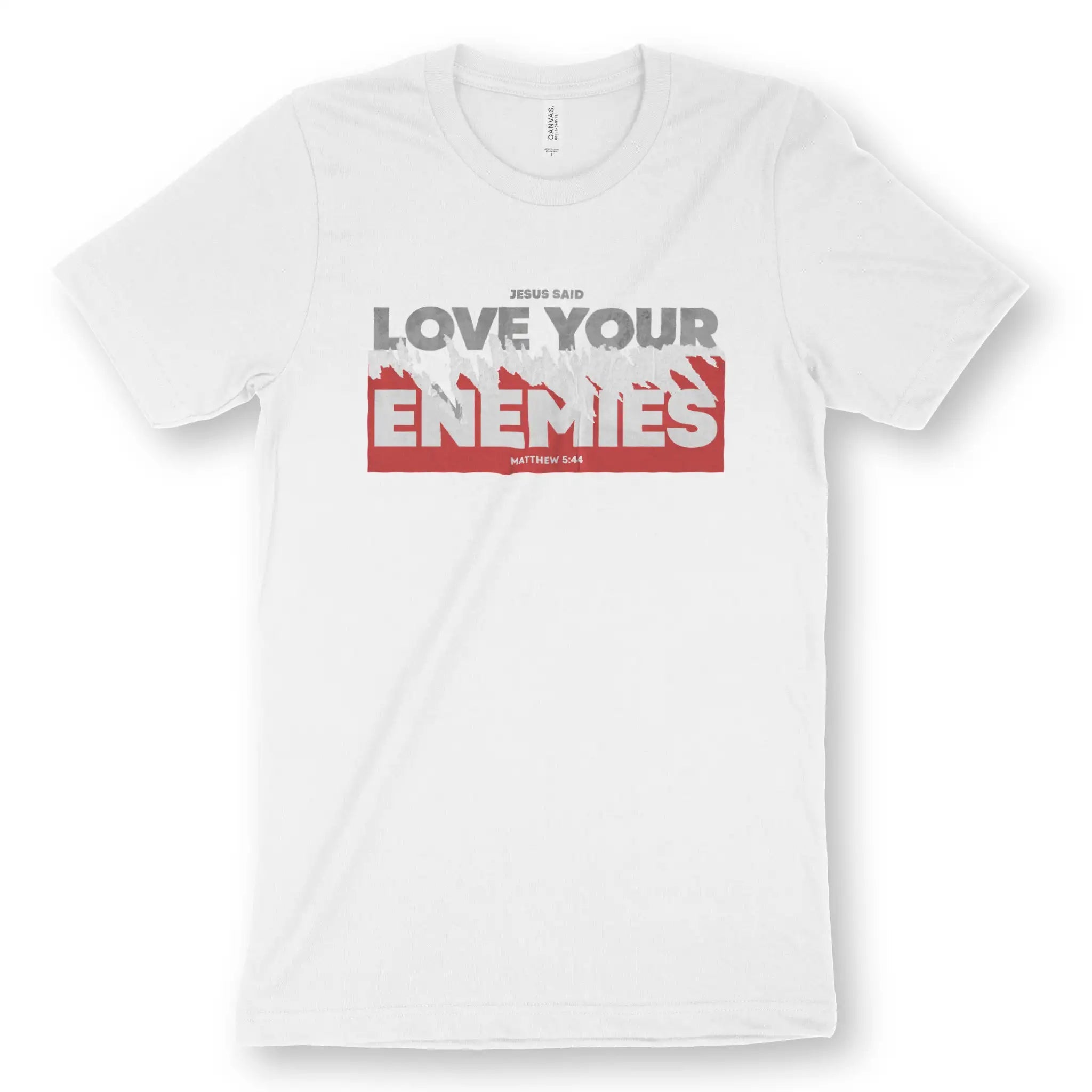 Love Your Enemies (Matthew 5:44) – Unisex Christian T-Shirt designed by 3rd Day Christian Clothing.