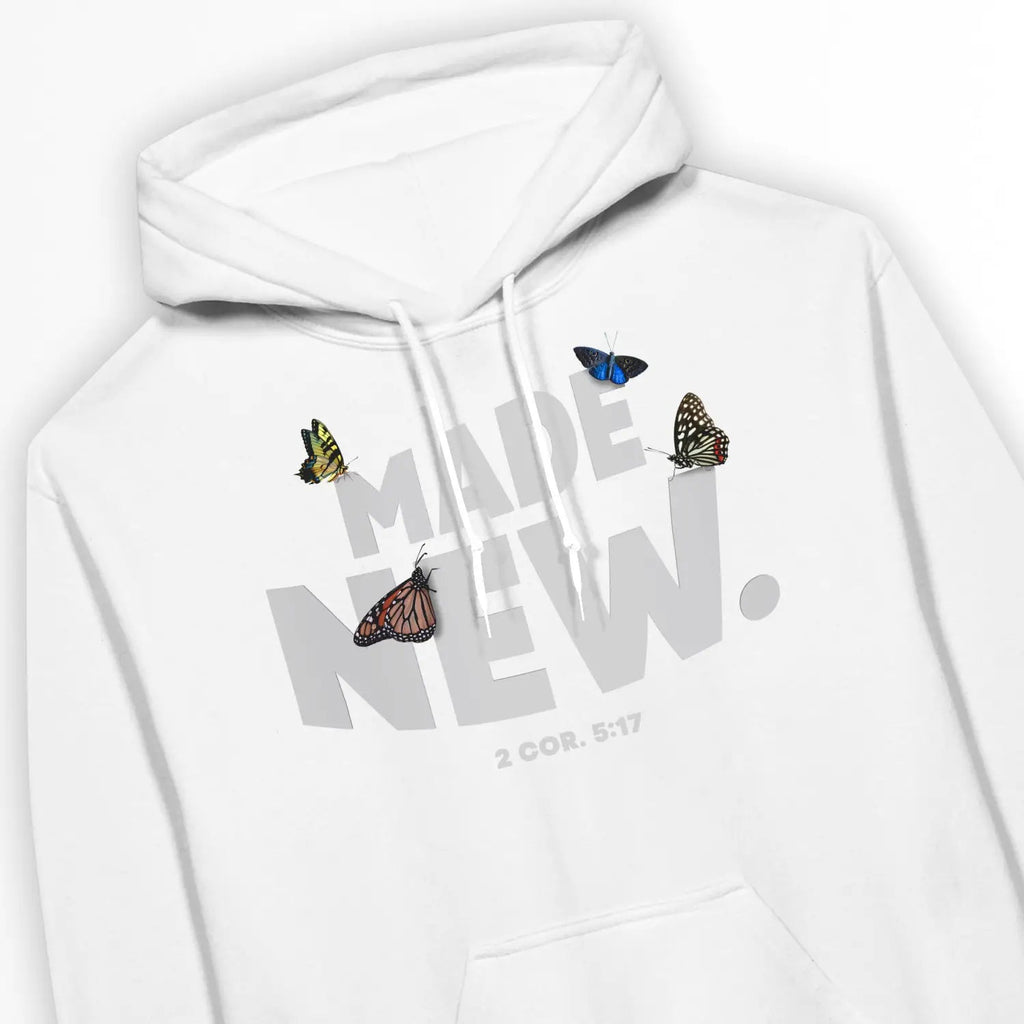 MADE NEW (2 Cor. 5:17) – Unisex Christian Hoodie designed by 3rd Day Christian Clothing.