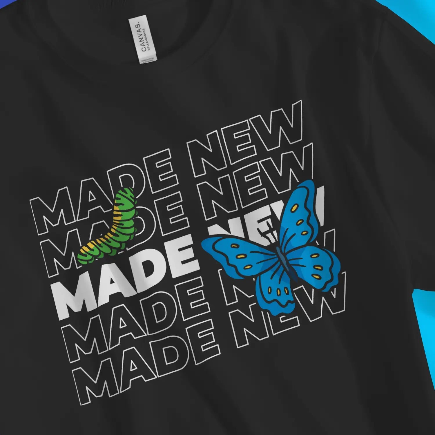 Made New (Caterpillar to Butterfly) | Premium Unisex Christian T-Shirt designed by 3rd Day Christian Clothing.