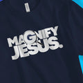 Magnify Jesus (Navy) – Unisex Christian T-Shirt designed by 3rd Day Christian Clothing.