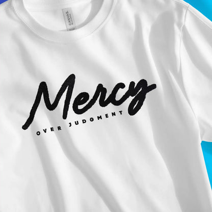 Mercy Over Judgment (Ink) | Premium Unisex Christian T-Shirt designed by 3rd Day Christian Clothing.