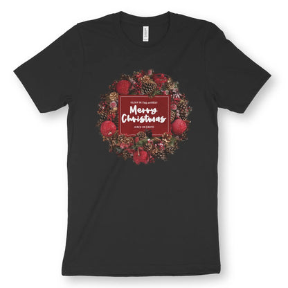 Merry Christmas Wreath 2.0 | Premium Unisex Christian T-Shirt designed by 3rd Day Christian Clothing.