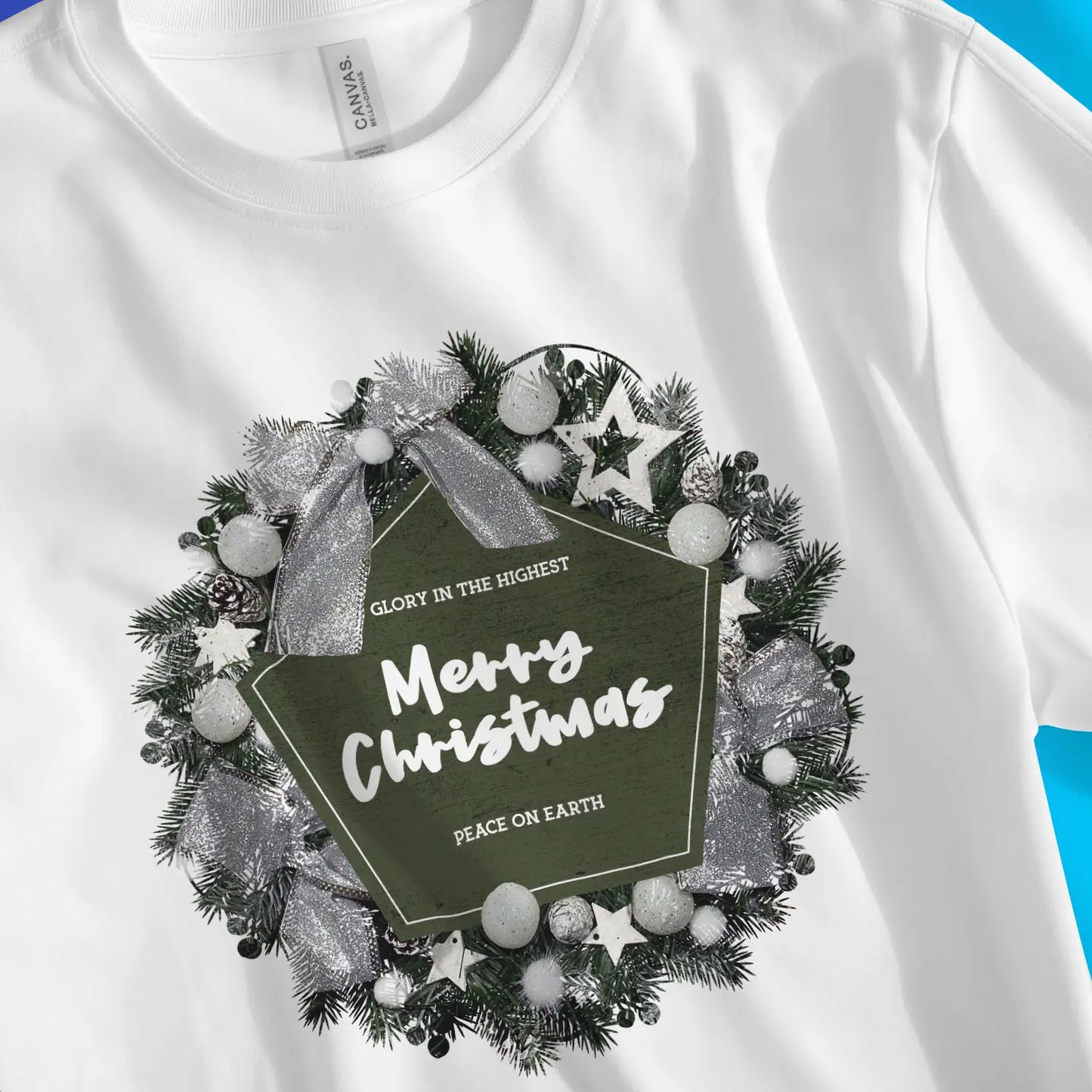 Merry Christmas Wreath 3.0 | Premium Unisex Christian T-shirt designed by 3rd Day Christian Clothing.