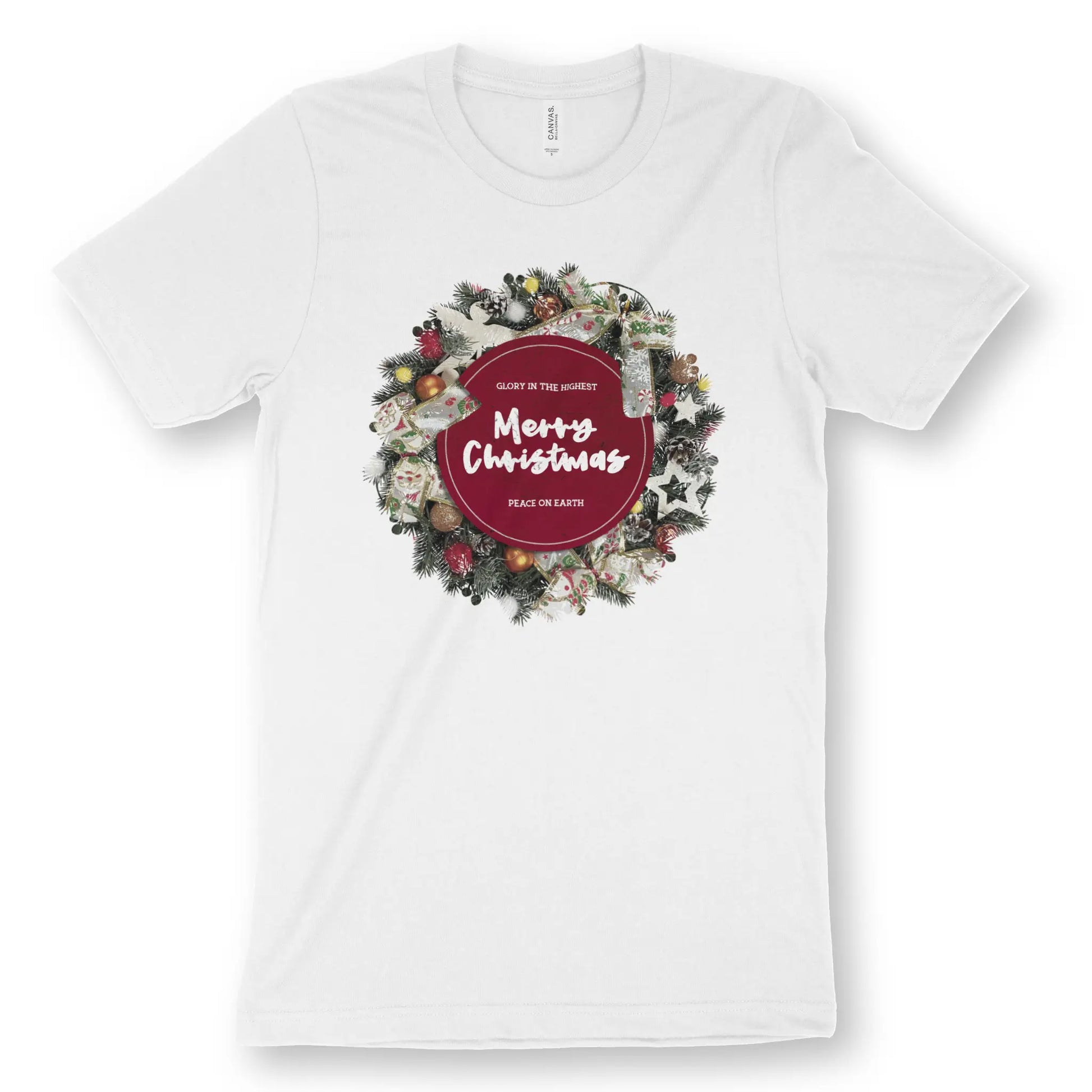 Merry Christmas Wreath | Premium Unisex Christian T-shirt designed by 3rd Day Christian Clothing.