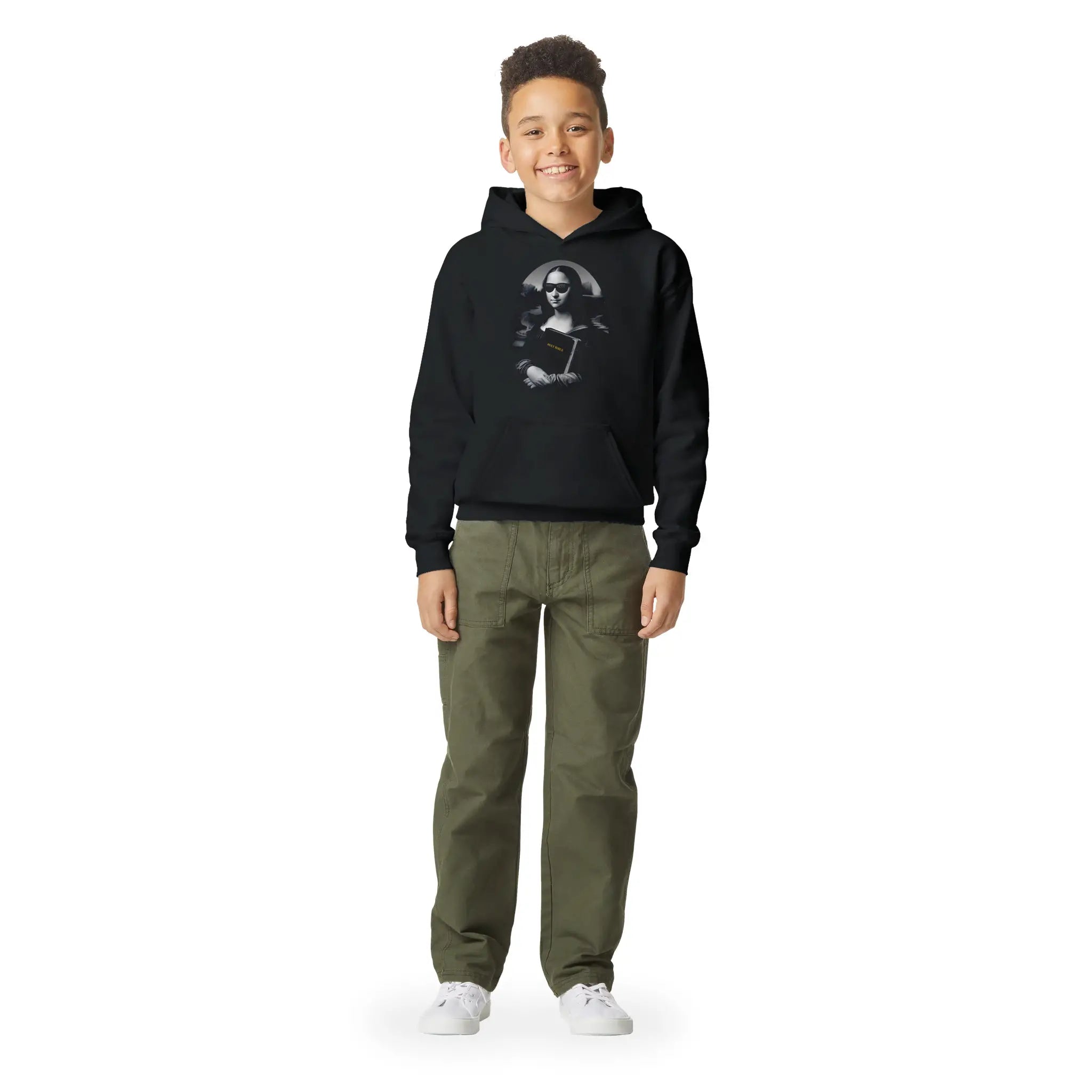 Mona Lisa's Bible – Kids' Christian Hoodie designed by 3rd Day Christian Clothing.