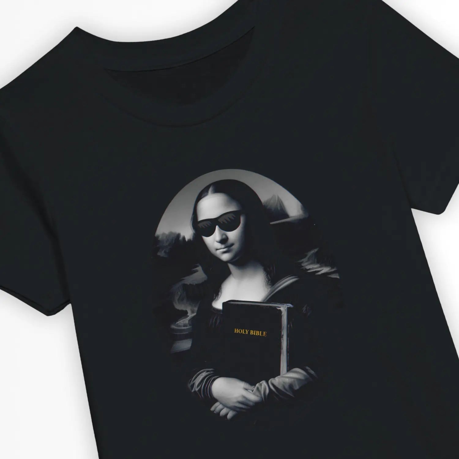 Mona Lisa's Bible – Kids' Christian T-Shirt designed by 3rd Day Christian Clothing.