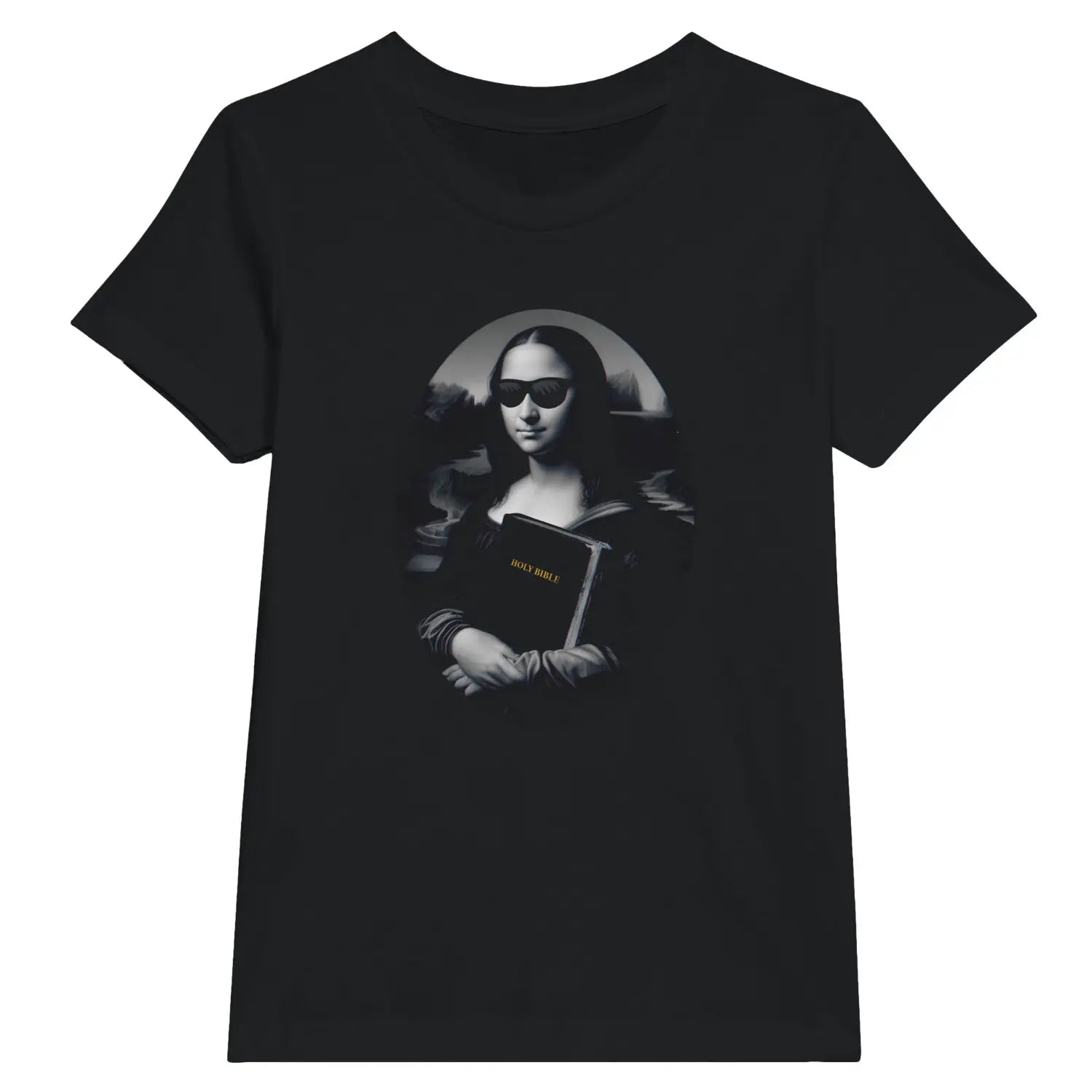 Mona Lisa's Bible – Kids' Christian T-Shirt designed by 3rd Day Christian Clothing.