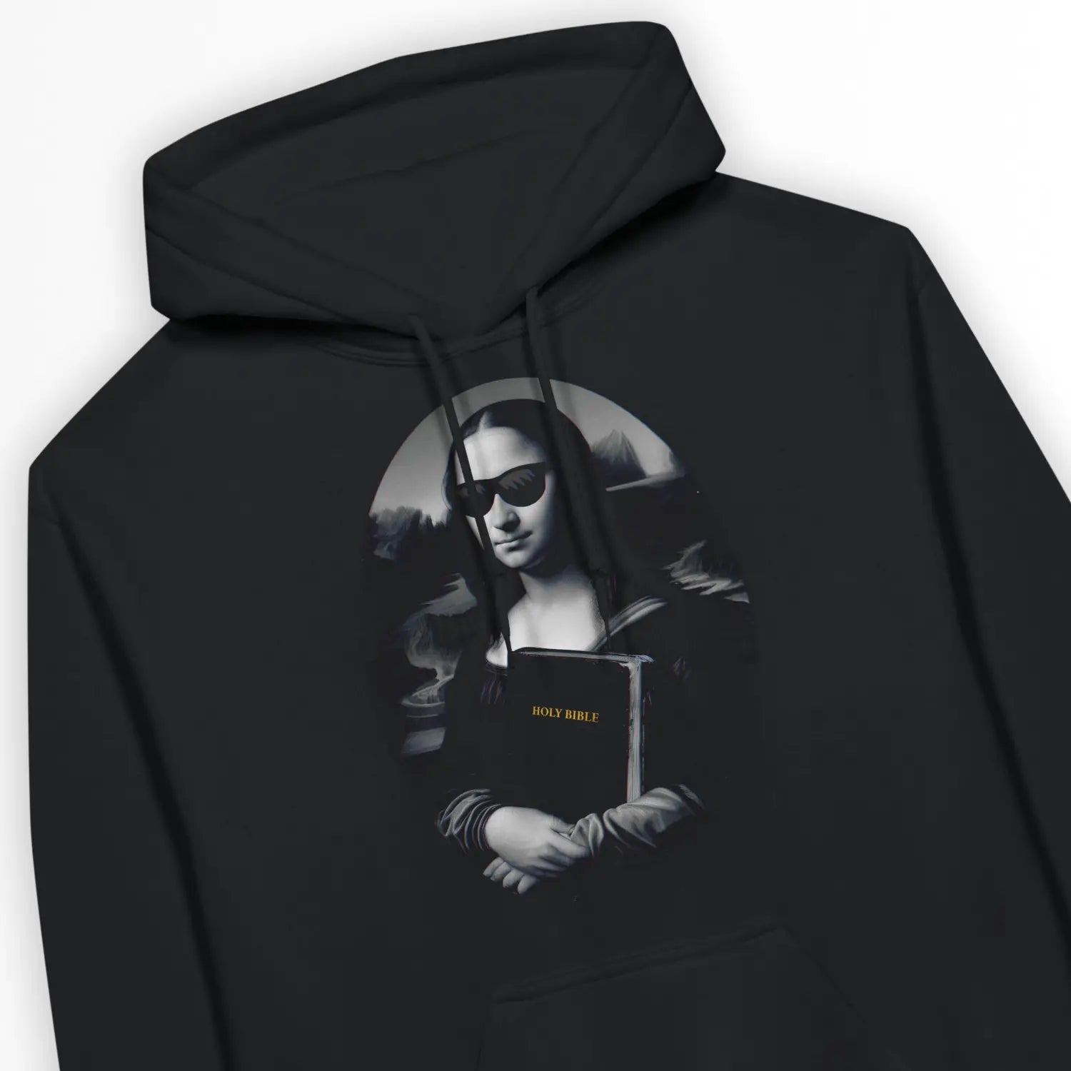 Mona Lisa's Bible – Unisex Christian Hoodie designed by 3rd Day Christian Clothing.