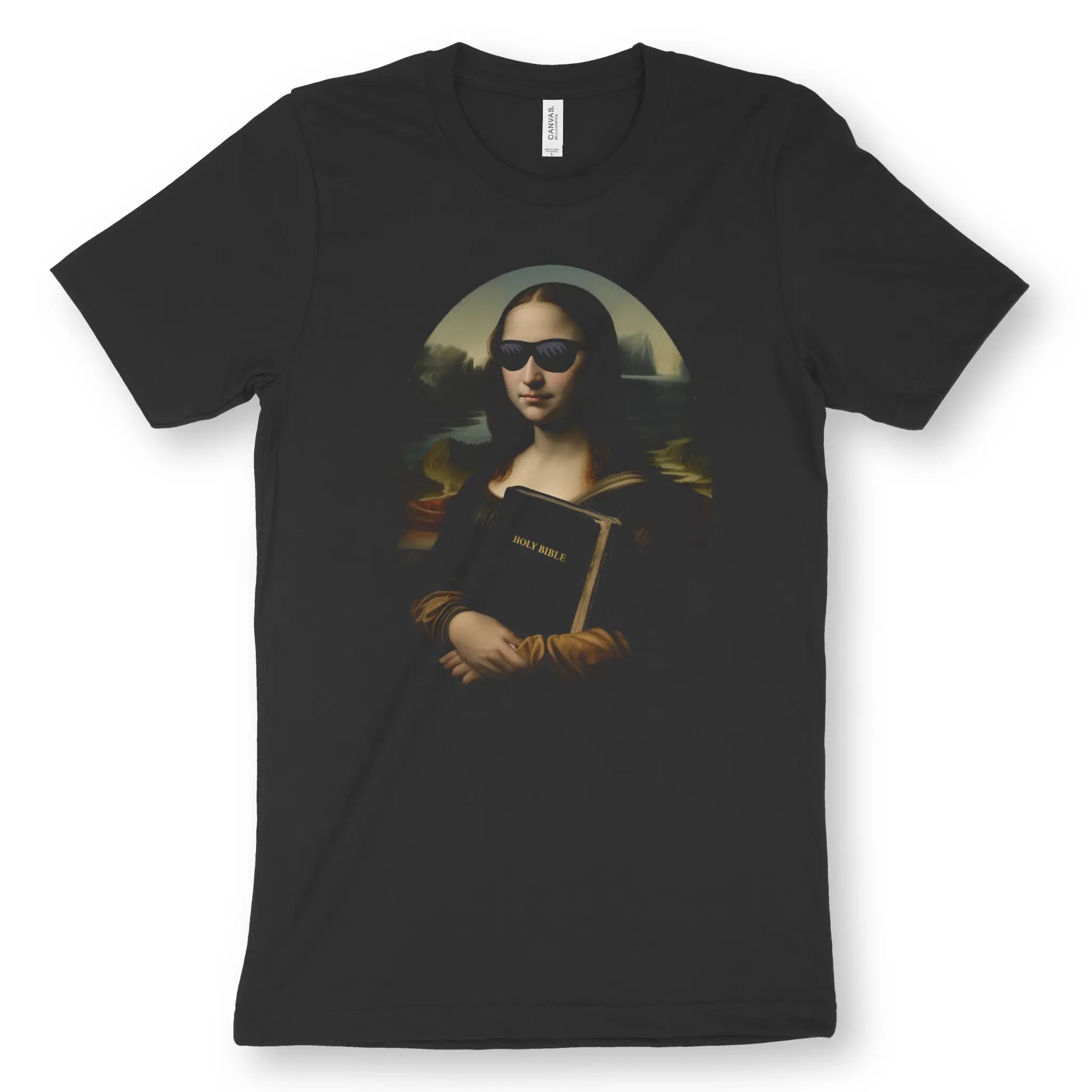Mona Lisa's Bible – Unisex Christian T-Shirt designed by 3rd Day Christian Clothing.