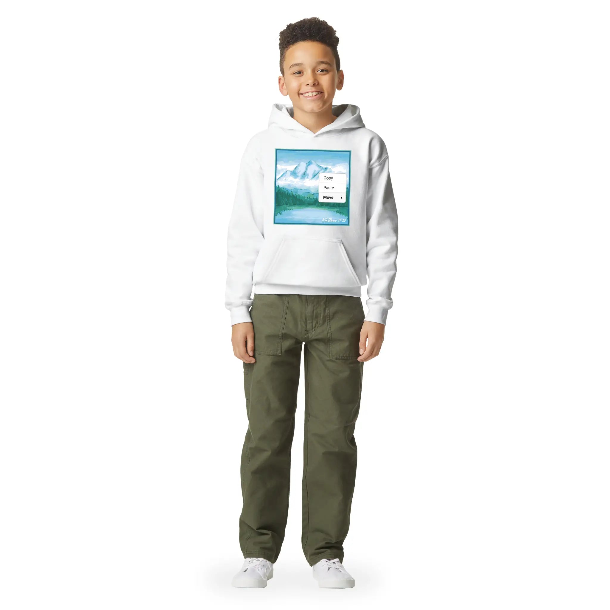 Move Mountains – Kids' Christian Hoodie designed by 3rd Day Christian Clothing.