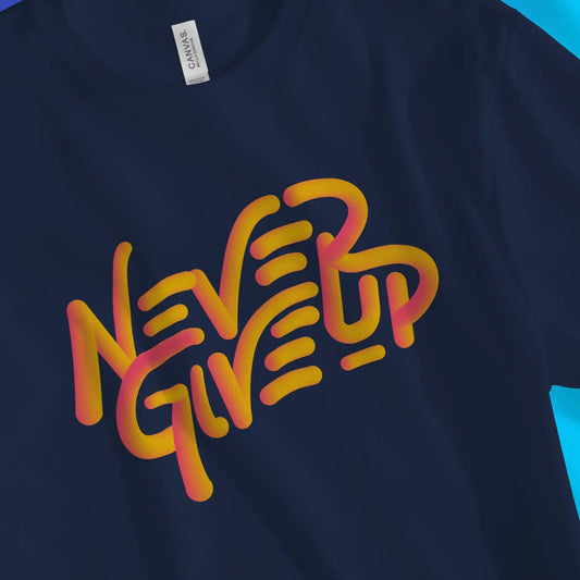 An image of Never Give Up 2.0 | Premium Unisex Inspirational T-shirt available at 3rd Day Christian Clothing UK