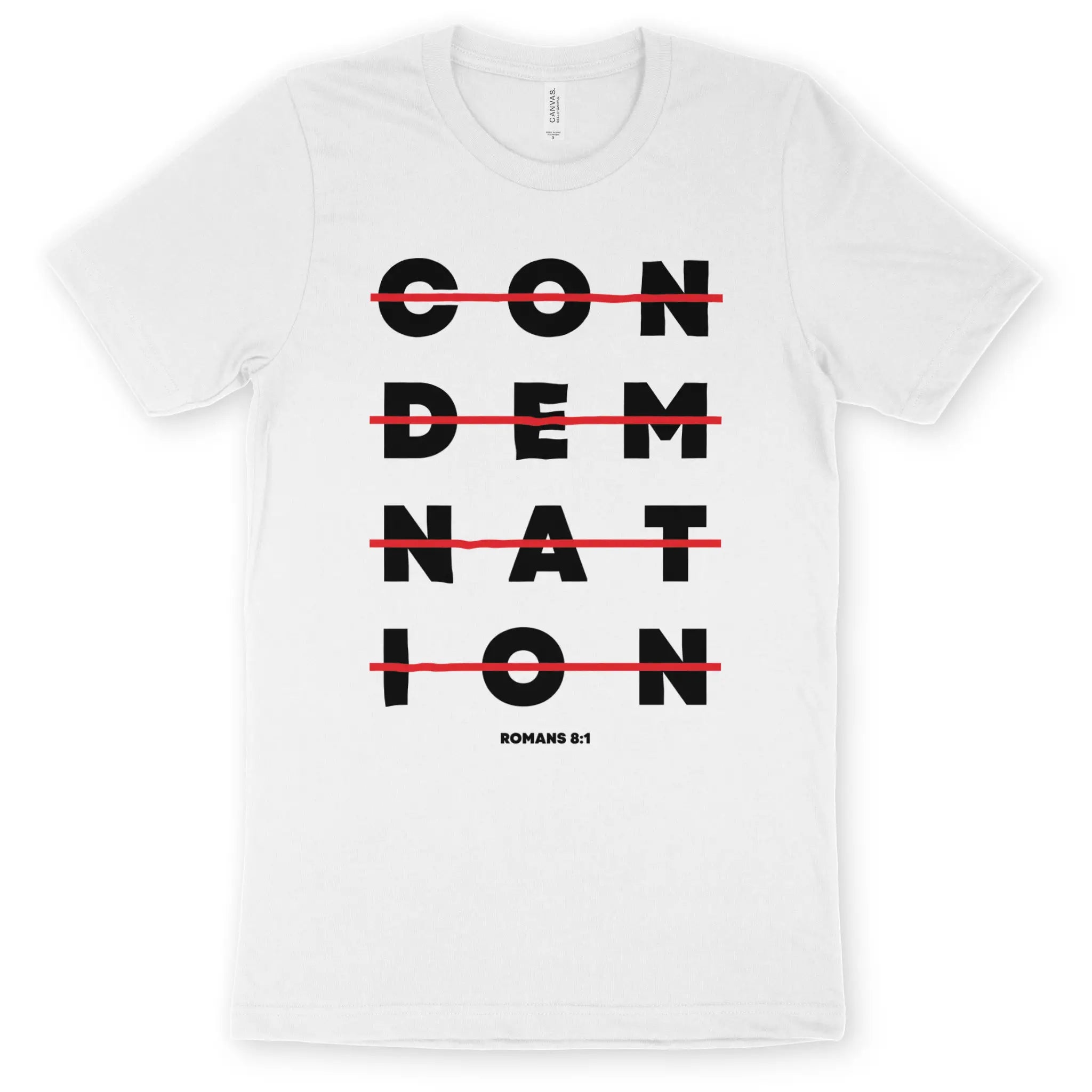 NO CONDEMNATION (White) – Unisex Christian T-Shirt designed by 3rd Day Christian Clothing.