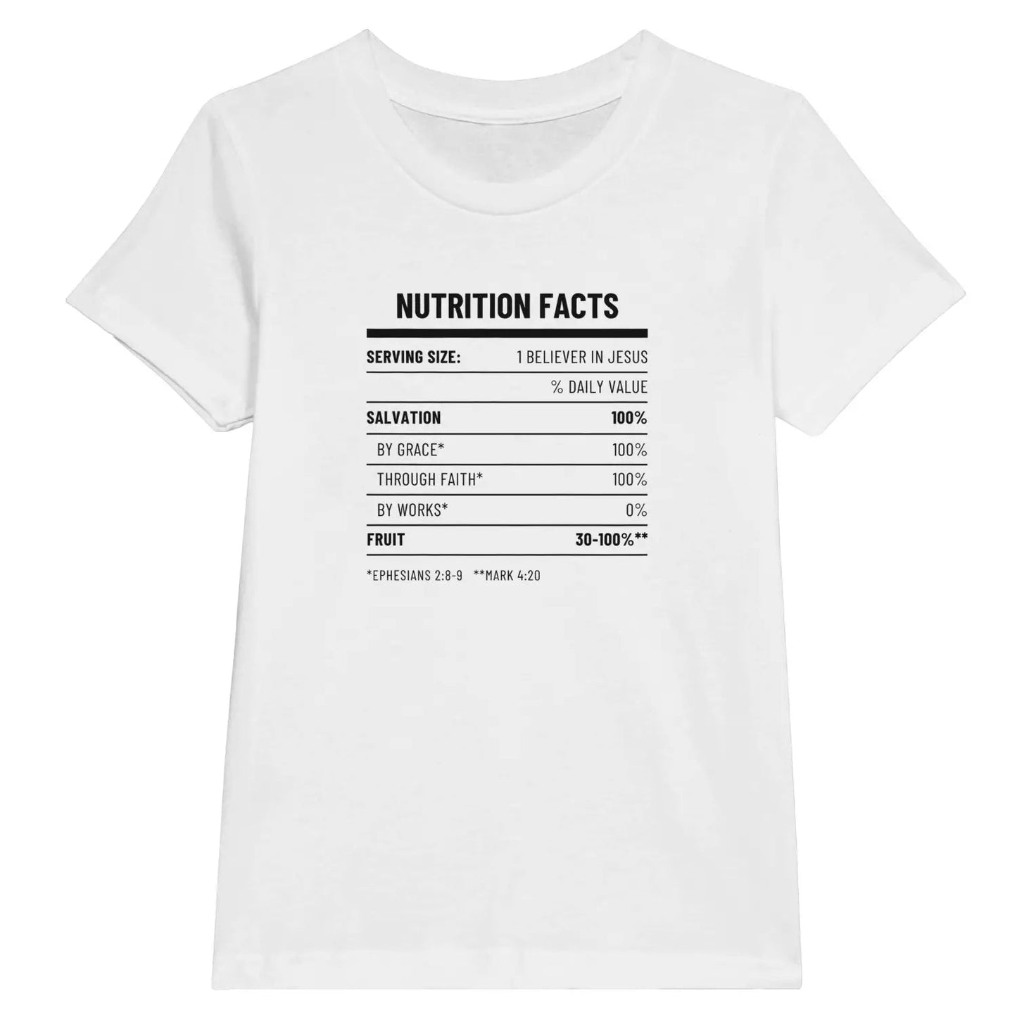 Nutrition Facts | Premium Kids' Christian T-Shirt designed by 3rd Day Christian Clothing.