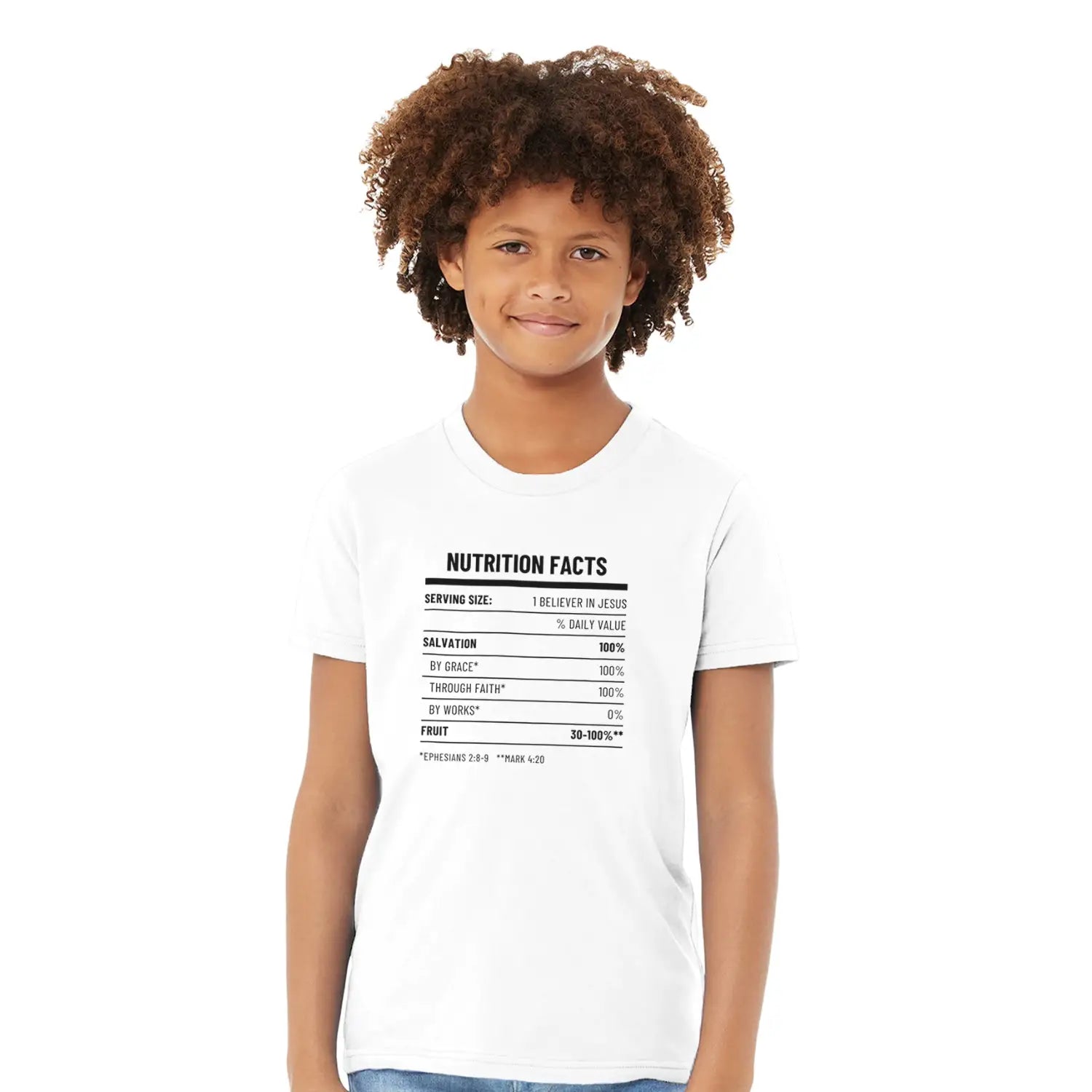 Nutrition Facts | Premium Kids' Christian T-Shirt designed by 3rd Day Christian Clothing.