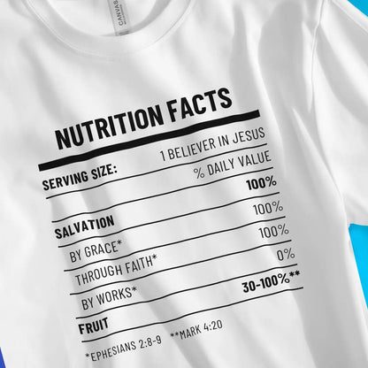 Nutrition Facts | Premium Unisex Christian T-Shirt designed by 3rd Day Christian Clothing.