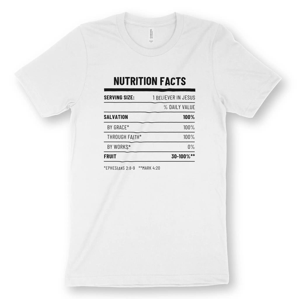 Nutrition Facts – Unisex Christian T-Shirt designed by 3rd Day Christian Clothing.