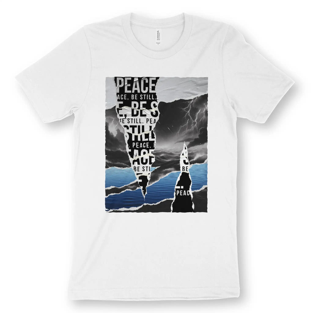 Peace Be Still (Storm/Calm) – Unisex Christian T-Shirt designed by 3rd Day Christian Clothing.