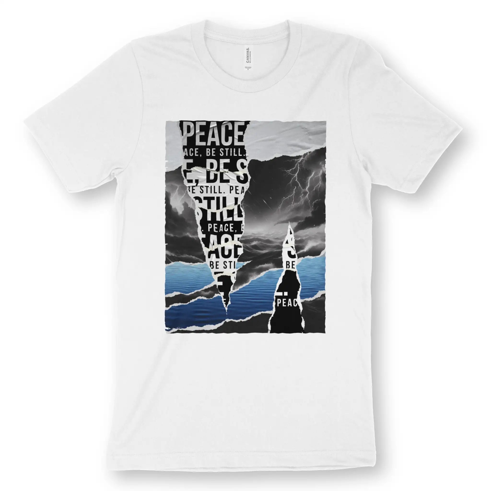 Peace Be Still (Storm/Calm) – Unisex Christian T-Shirt designed by 3rd Day Christian Clothing.