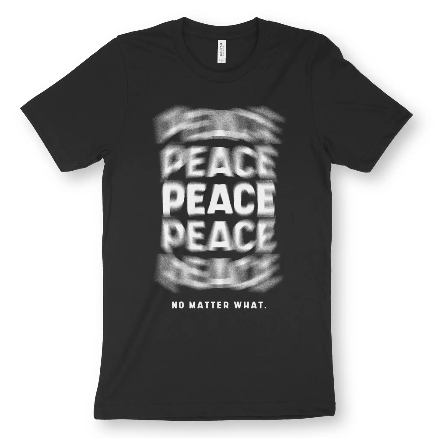 Peace No Matter What | Premium Unisex Christian T-Shirt, laid flat, designed by 3rd Day Christian Clothing UK