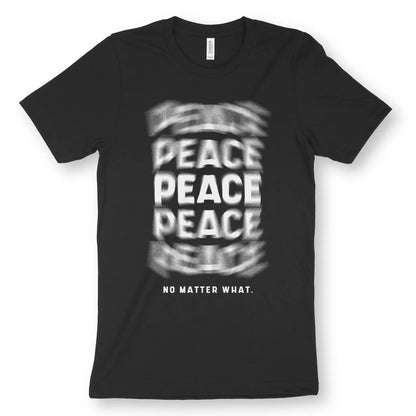 Peace No Matter What | Premium Unisex Christian T-Shirt, laid flat, designed by 3rd Day Christian Clothing UK