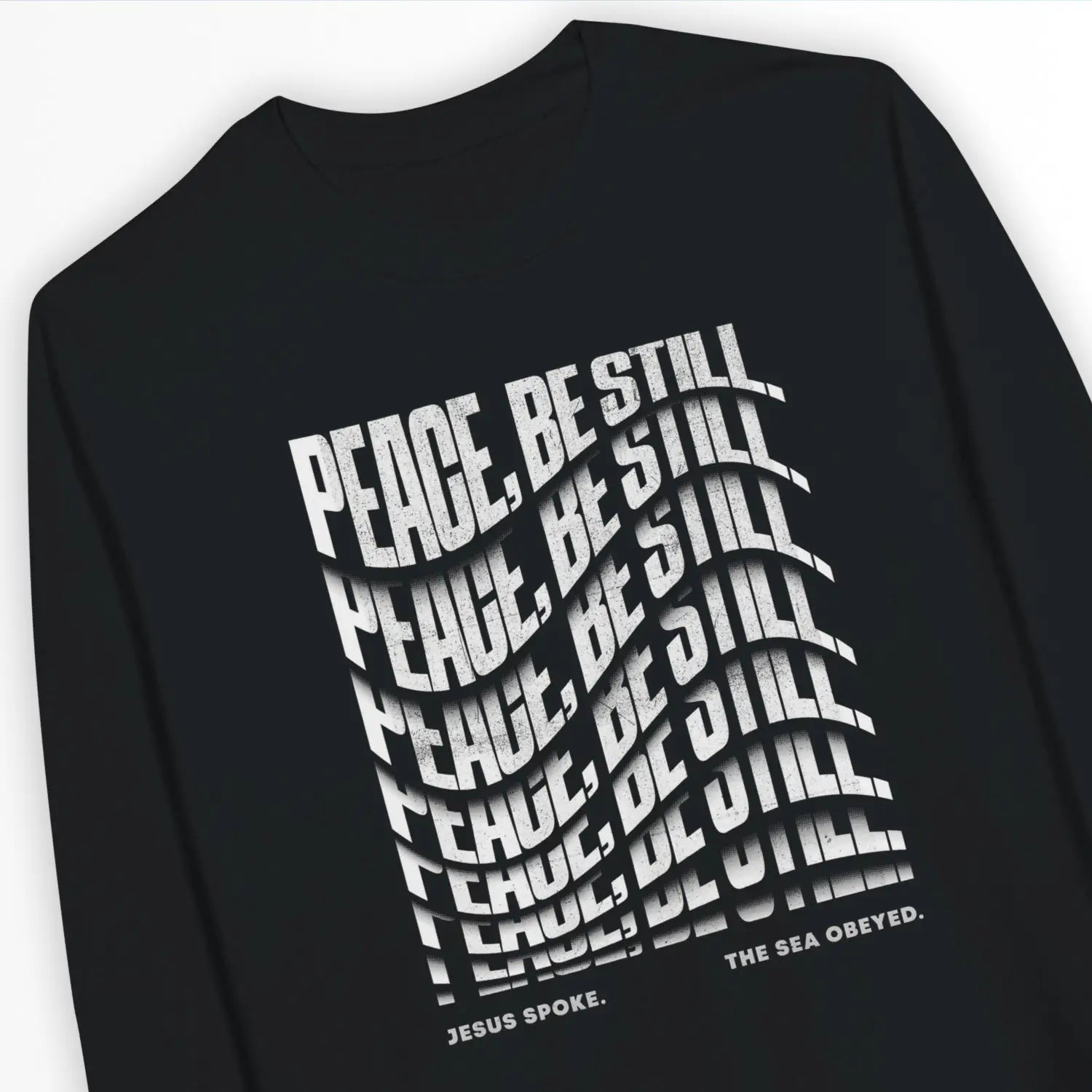 Peace, Be Still. (Wavy) – Unisex Christian Sweatshirt designed by 3rd Day Christian Clothing.