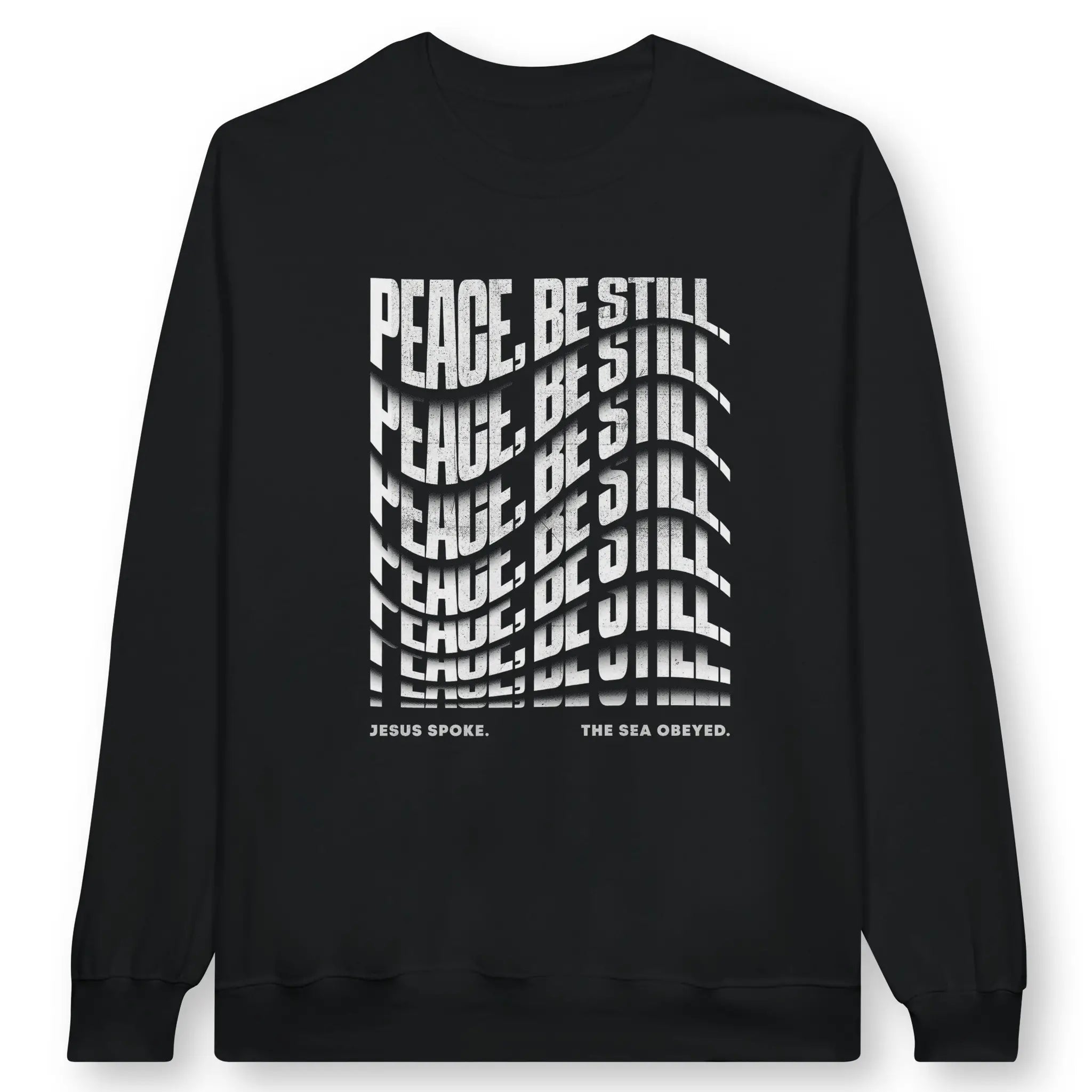 Peace, Be Still. (Wavy) – Unisex Christian Sweatshirt designed by 3rd Day Christian Clothing.