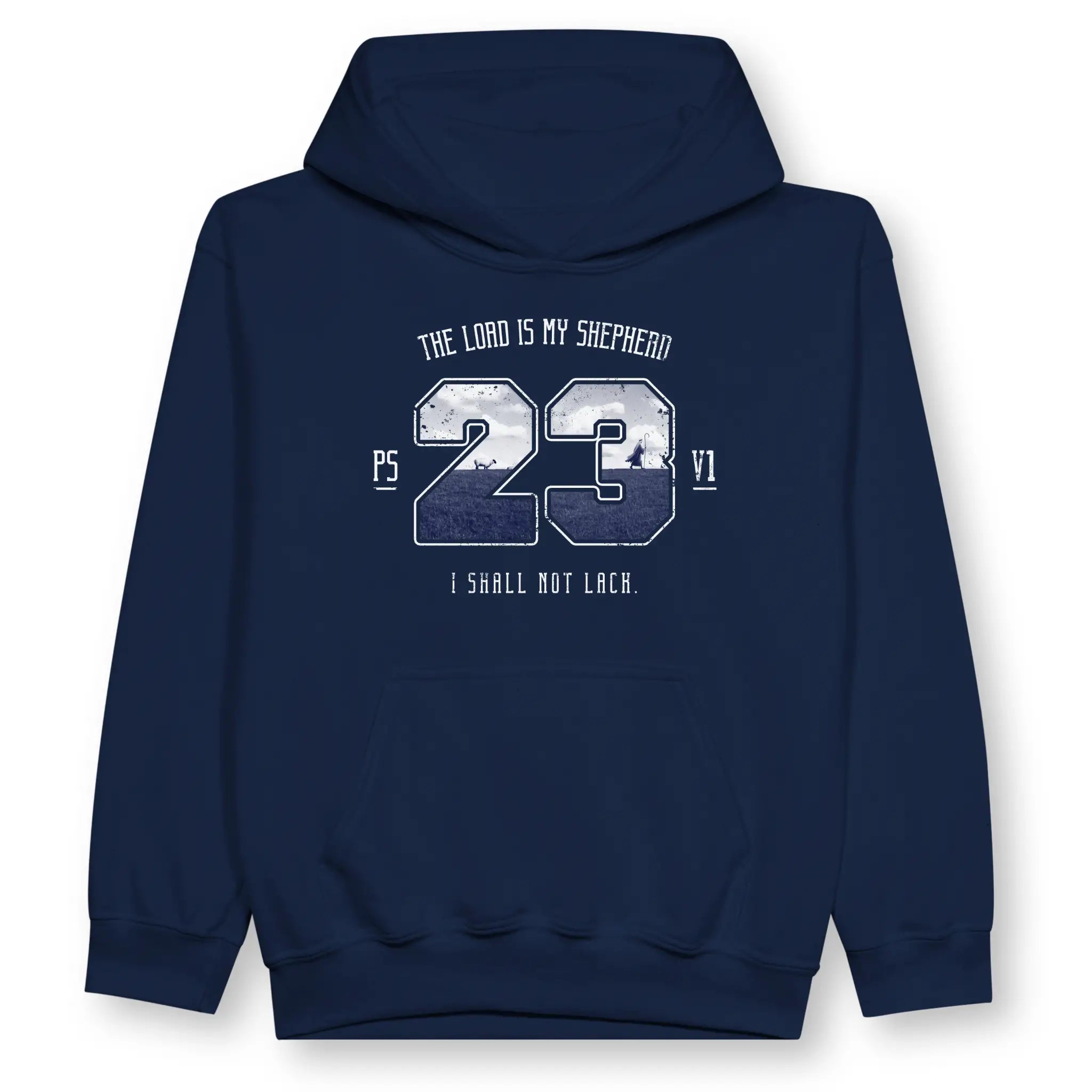 Psalm 23v1 – Kids' Christian Hoodie designed by 3rd Day Christian Clothing.
