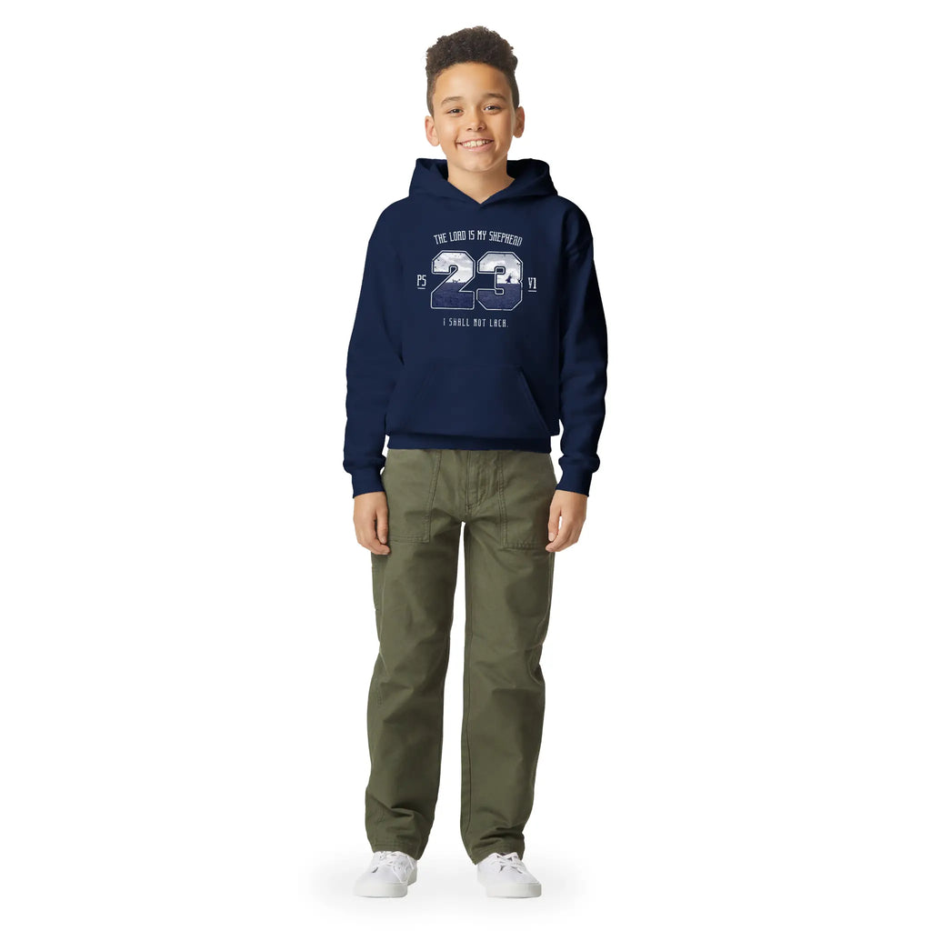 Psalm 23v1 – Kids' Christian Hoodie designed by 3rd Day Christian Clothing.