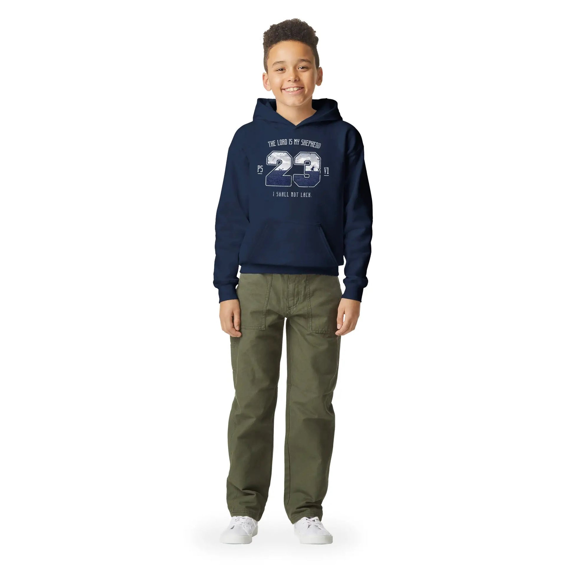 Psalm 23v1 | Premium Kids' Christian Hoodie designed by 3rd Day Christian Clothing.