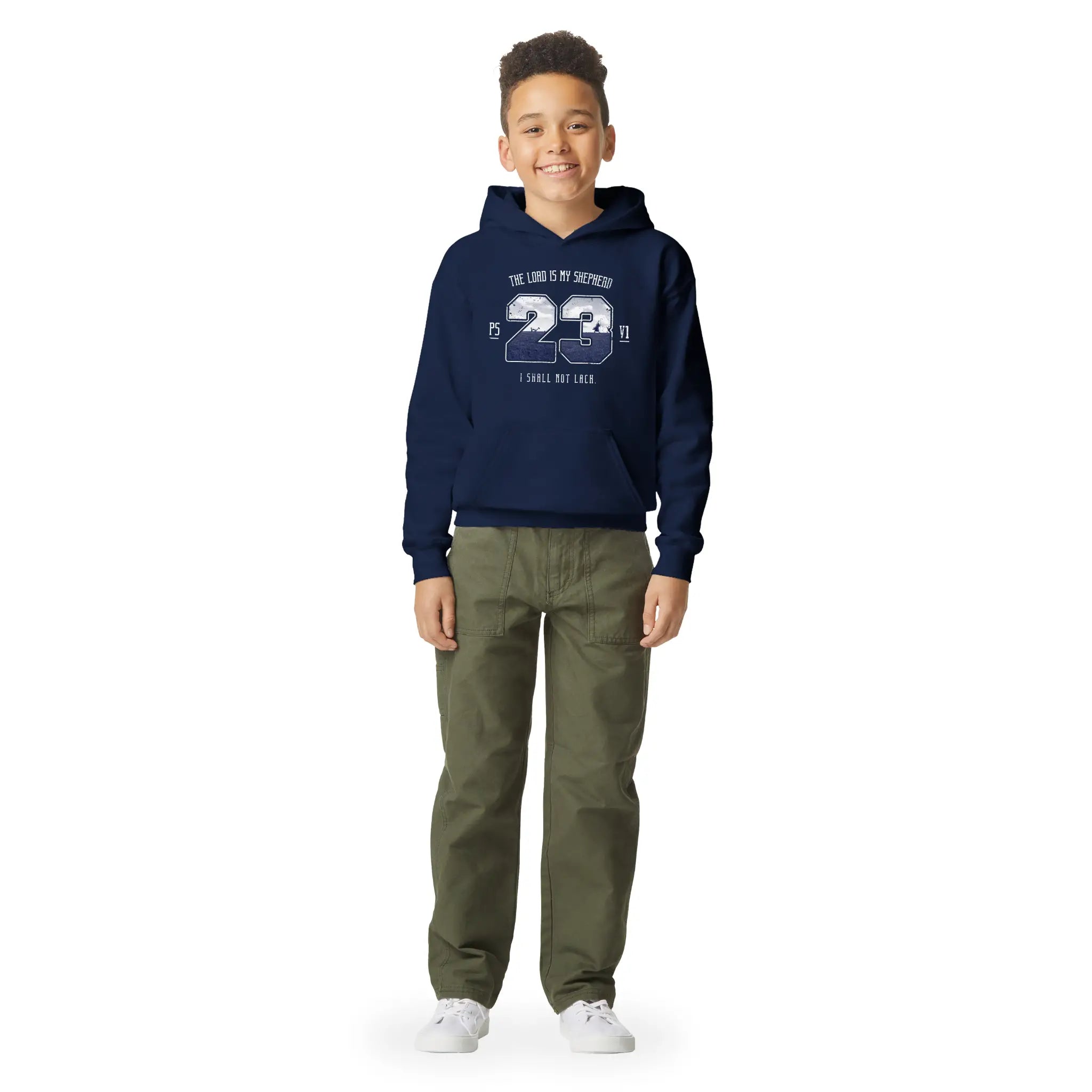Psalm 23v1 – Kids' Christian Hoodie designed by 3rd Day Christian Clothing.