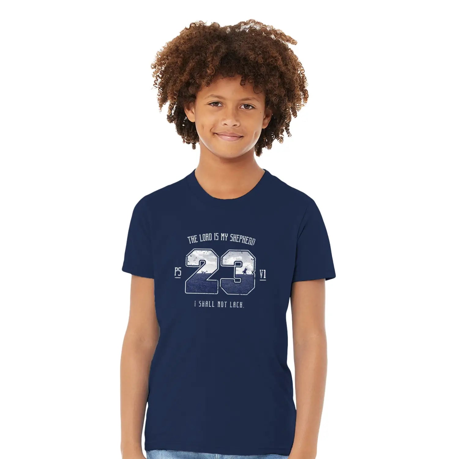 Psalm 23v1 – Kids' Christian T-Shirt designed by 3rd Day Christian Clothing.