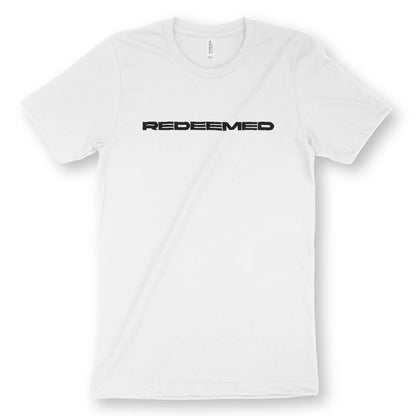 REDEEMED | Premium Unisex Christian T-Shirt, laid flat, designed by 3rd Day Christian Clothing UK