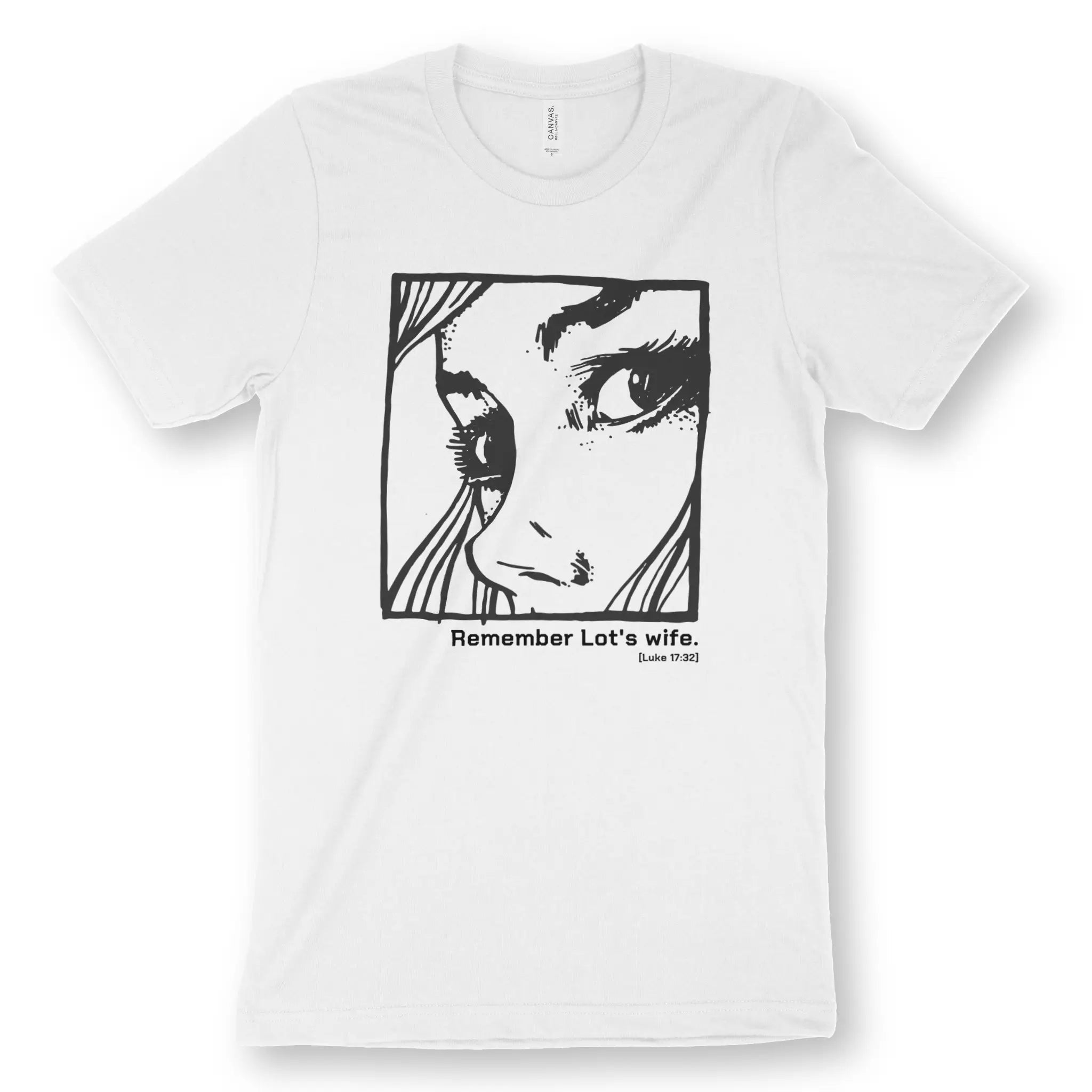 Remember Lot's Wife (Luke 17:32) – Unisex Christian T-Shirt designed by 3rd Day Christian Clothing.