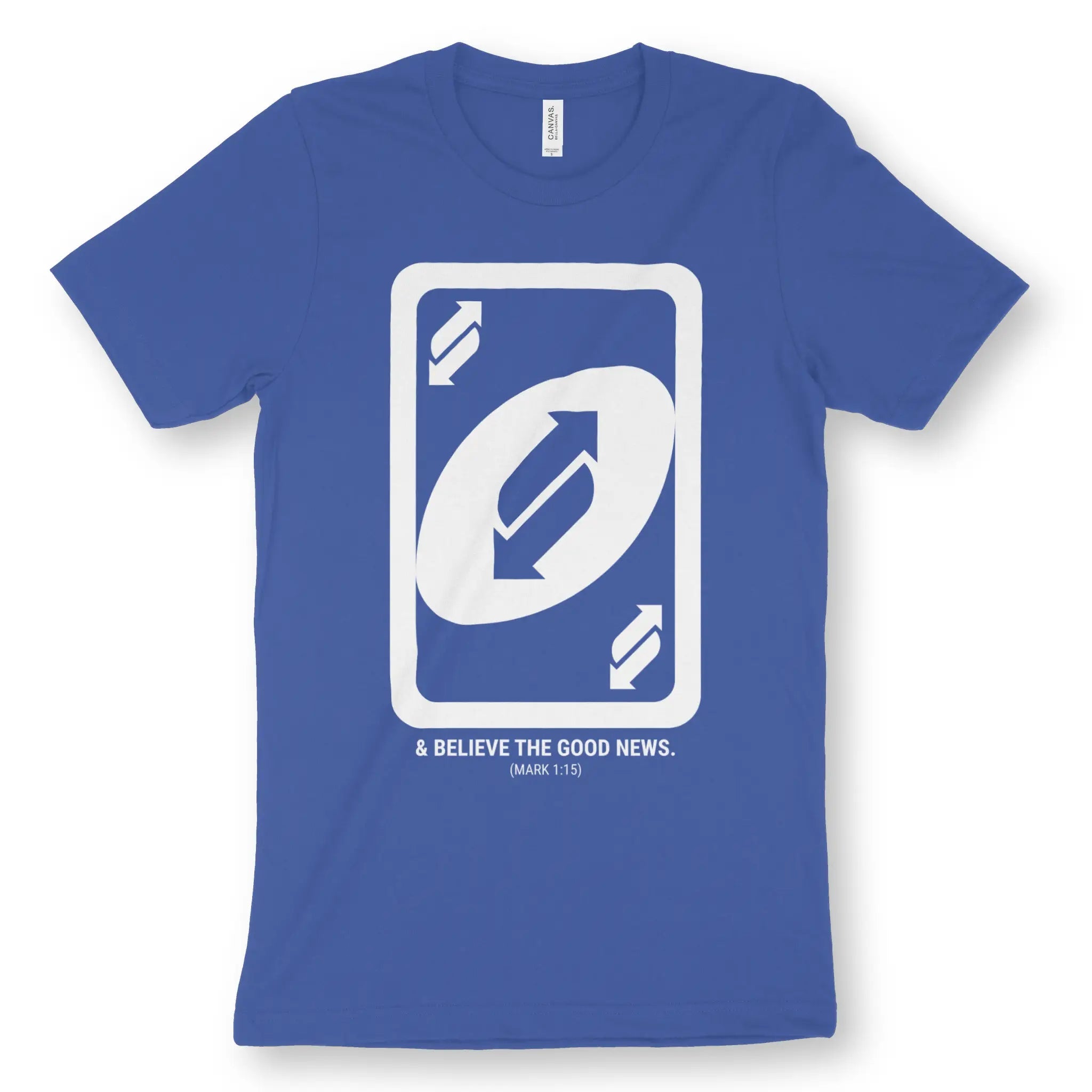 Repent & Believe The Good News (Mark 1:15) – Unisex Christian T-Shirt designed by 3rd Day Christian Clothing.