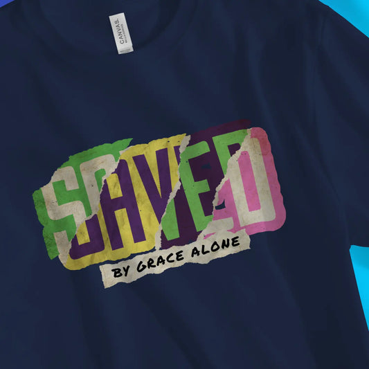 SAVED By Grace Alone | Premium Unisex Christian T-Shirt designed by 3rd Day Christian Clothing.